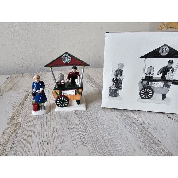 Dept 56 54870 Starbucks coffee cart AS IS Snow village vendor shopping decor car - Picture 1 of 16